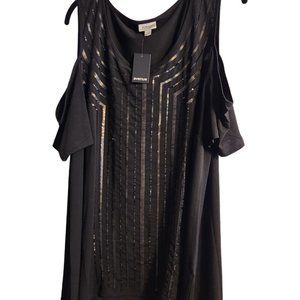 Cold-shoulder knit tunic with sequin trim SZ 22/24